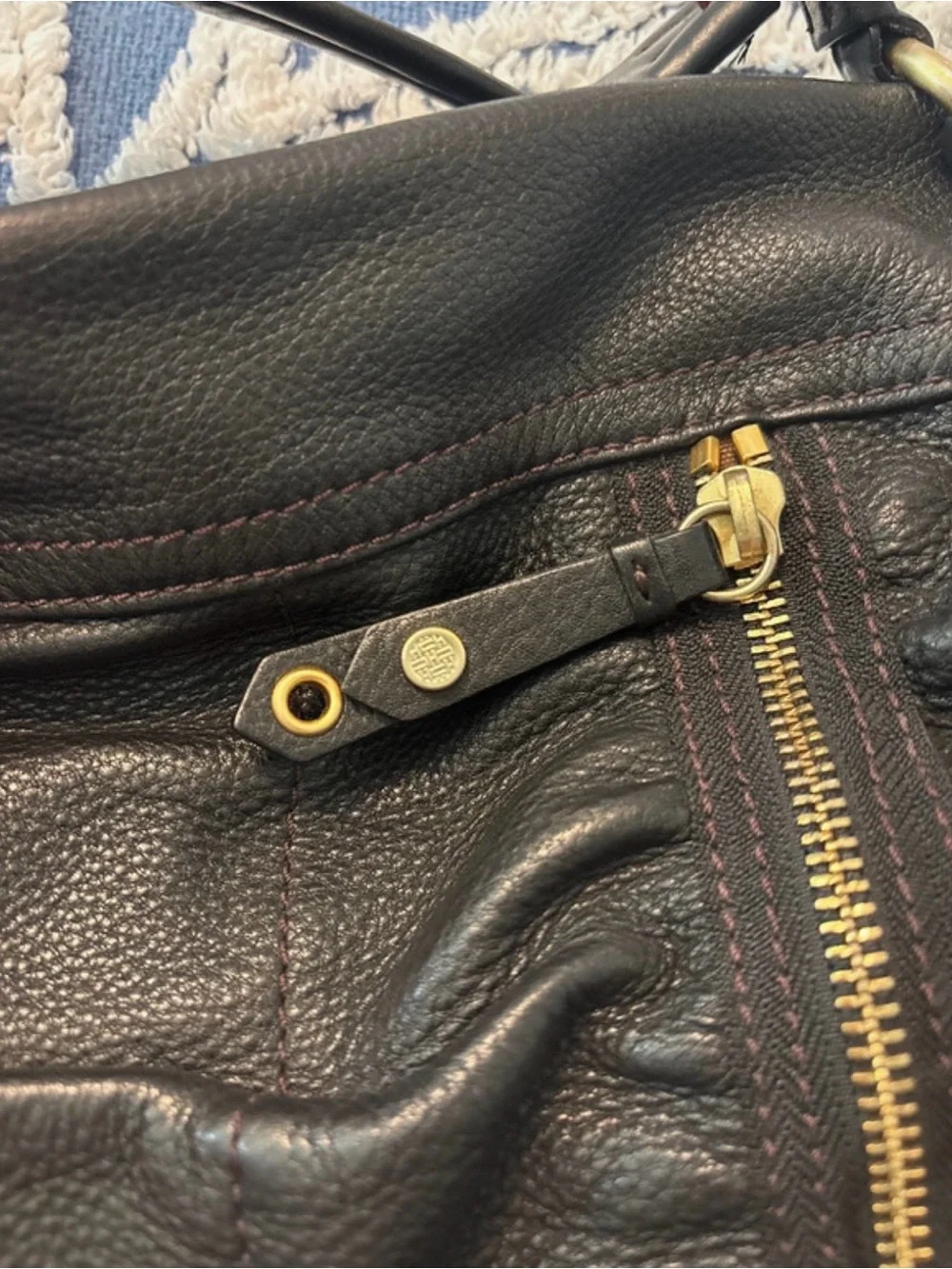 Cole Haan Black Leather Hobo with Gold Accents